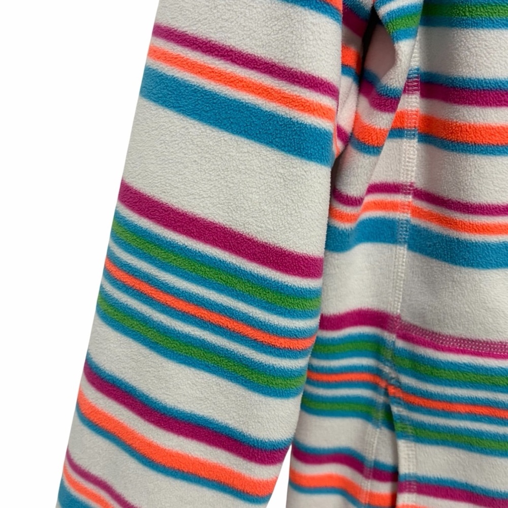 The North Face Stripped Girls Lightweight Zip Fleece Hoodie Jacket Like New - M - Picture 3 of 10